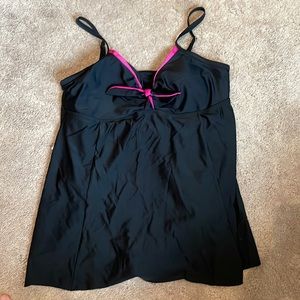 Pink trimmed black swimsuit